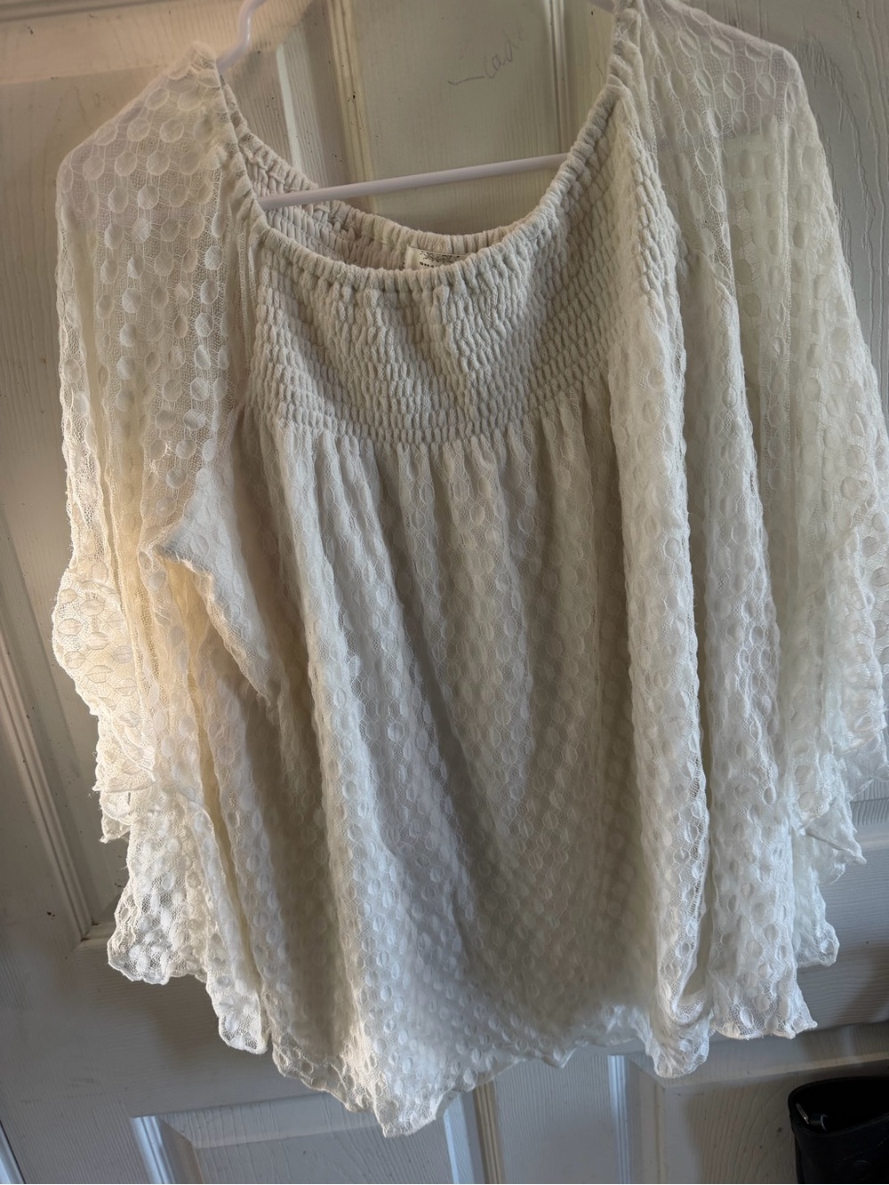 Women's off white Textured Boho Blouse
